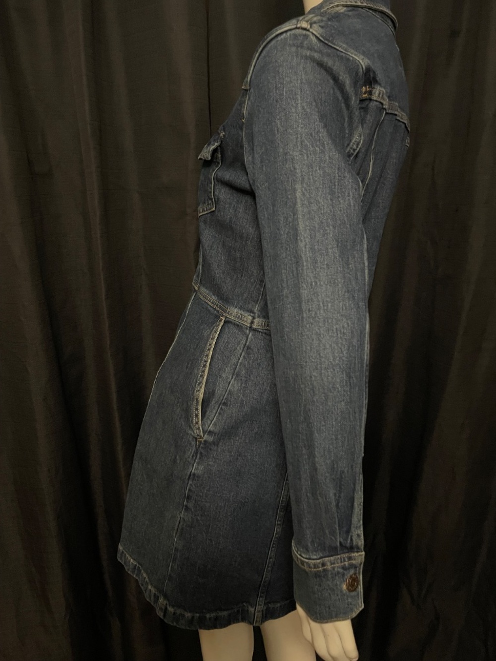 Levi's Flynn Western Denim Mini Dress Size Medium NWT Standard Fit Blue - Picture 10 of 16